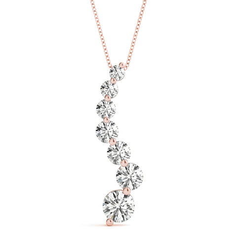 Rose gold Graduated Round Prong-Set Diamond Pendant
