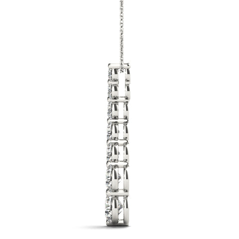 White gold Graduated Round Prong-Set Diamond Pendant