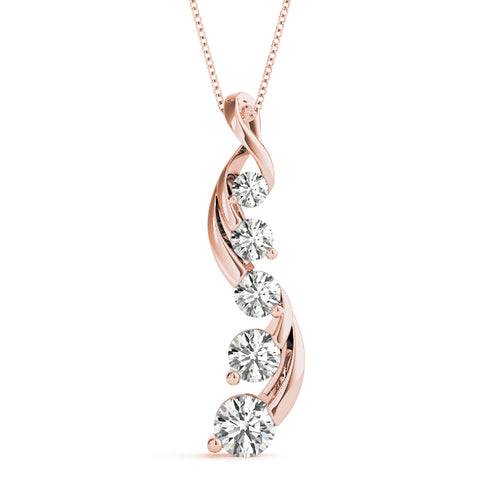 Rose gold Round Brilliant Diamond Prong Set Pendant