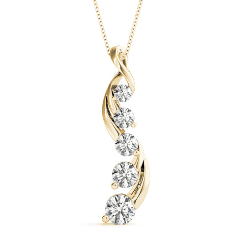 Yellow gold Round Brilliant Diamond Prong Set Pendant