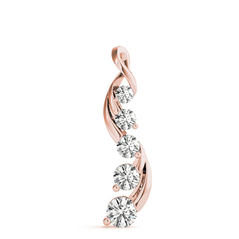 Rose gold Round Brilliant Diamond Prong Set Pendant