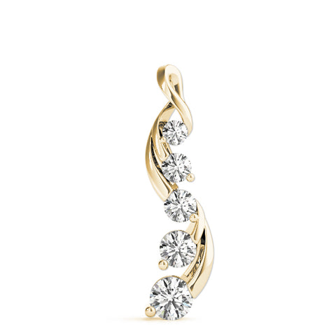 Yellow gold Round Brilliant Diamond Prong Set Pendant