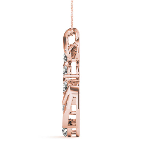 Rose gold Round Brilliant Diamond Prong Set Pendant