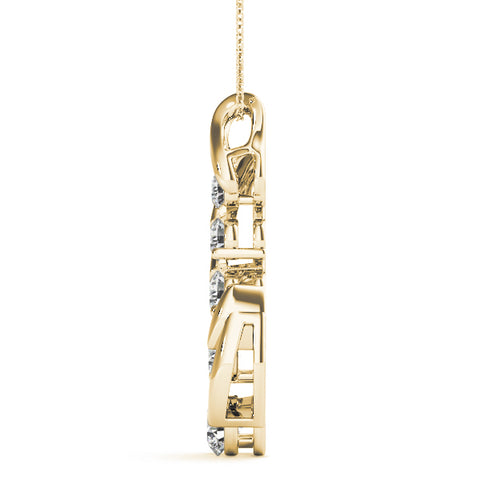 Yellow gold Round Brilliant Diamond Prong Set Pendant