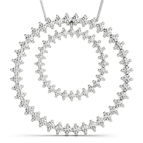 White gold Round Moissanite Double Halo Prong Set Pendant