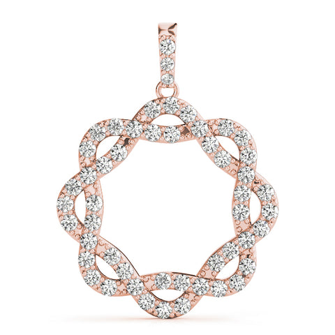 Rose gold Round Diamond Pavé Infinity Pendant with Prong Setting