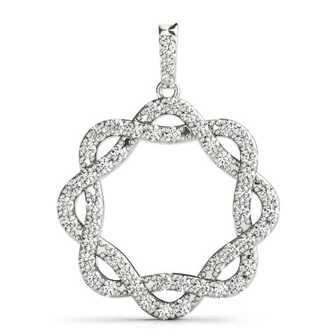 White gold Round Diamond Pavé Infinity Pendant with Prong Setting
