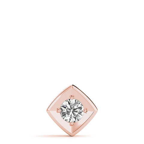Rose gold Round Diamond Square Bezel Pendant
