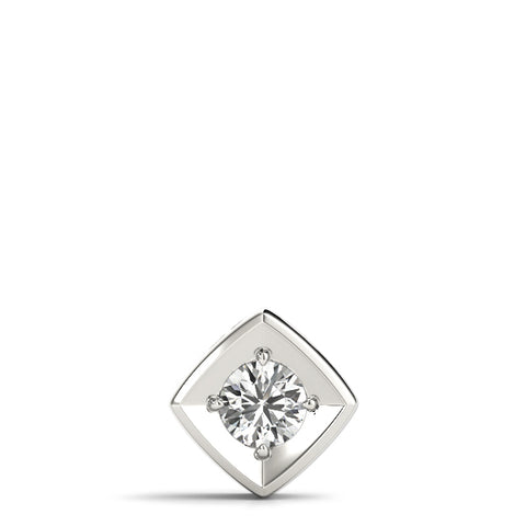 White gold Round Diamond Square Bezel Pendant