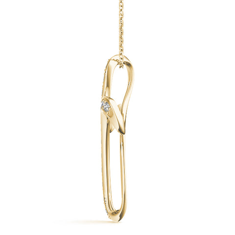 Yellow gold Pavé Round Diamond Prong Cross Pendant