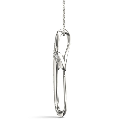 White gold Pavé Round Diamond Prong Cross Pendant