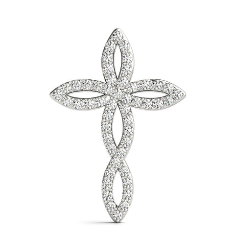White gold Marquise Diamond Pavé Cross Pendant