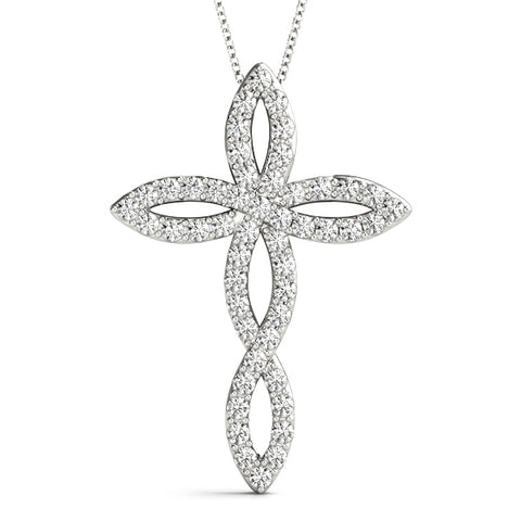 White gold Marquise Diamond Pavé Cross Pendant