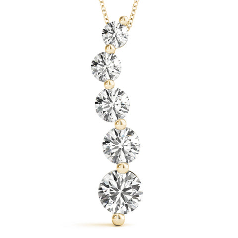 Yellow gold Graduated Round Diamond Prong Set Pendant