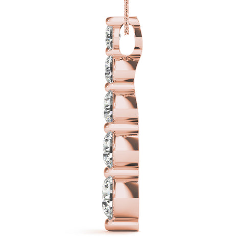 Rose gold Graduated Round Diamond Prong Set Pendant