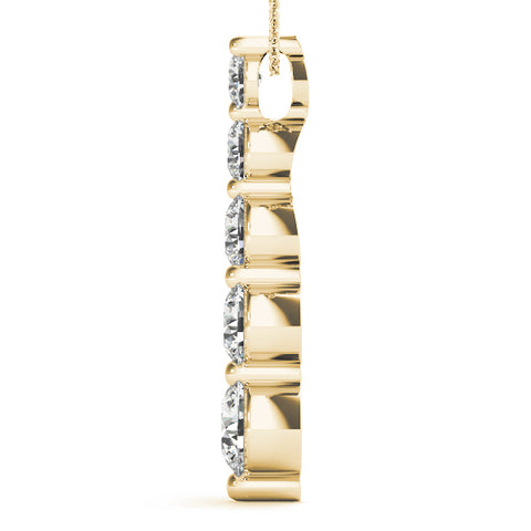 Yellow gold Graduated Round Diamond Prong Set Pendant