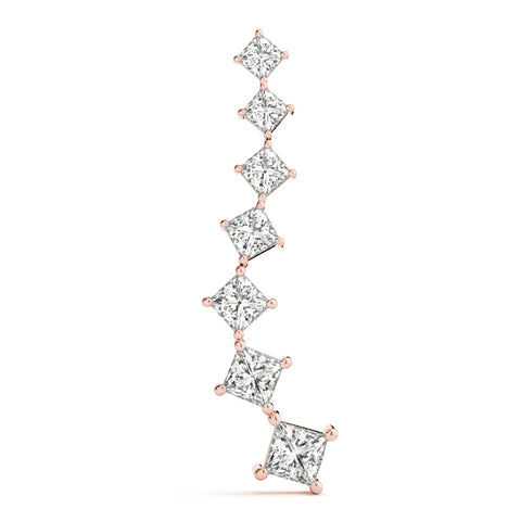 Rose gold Princess Cut Diamond Graduated Prong Pendant