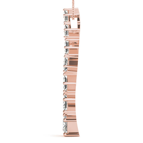Rose gold Princess Cut Diamond Graduated Prong Pendant