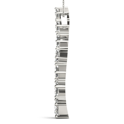 White gold Princess Cut Diamond Graduated Prong Pendant