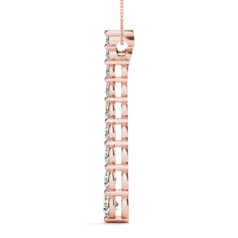 Rose gold Round Diamond Graduated Prong Set Pendant