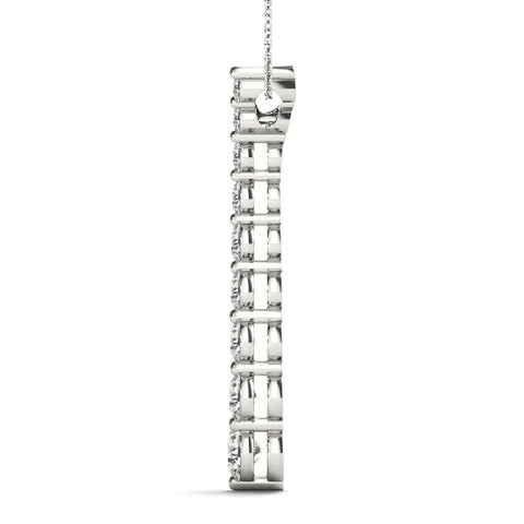 White gold Round Diamond Graduated Prong Set Pendant