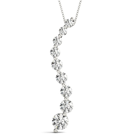 White gold Round Diamond Graduated Prong Set Pendant