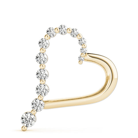 Yellow gold Round Diamond Prong-Set Heart Pendant