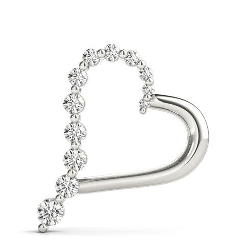 White gold Round Diamond Prong-Set Heart Pendant