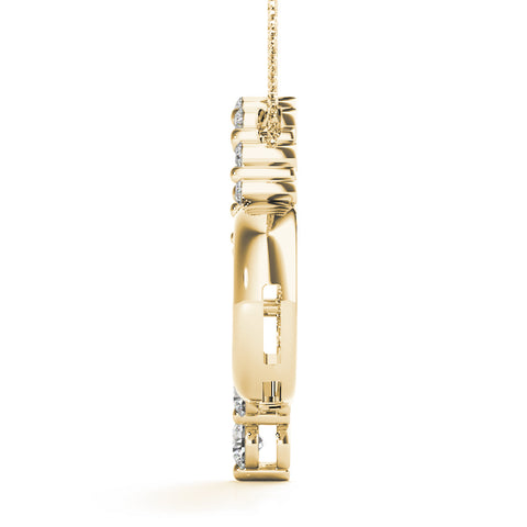 Yellow gold Round Diamond Prong-Set Heart Pendant