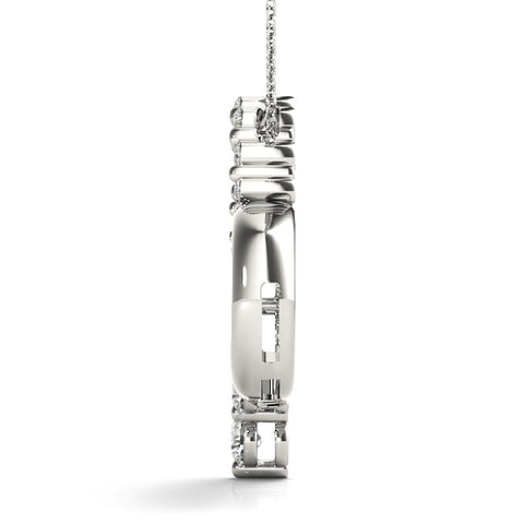White gold Round Diamond Prong-Set Heart Pendant