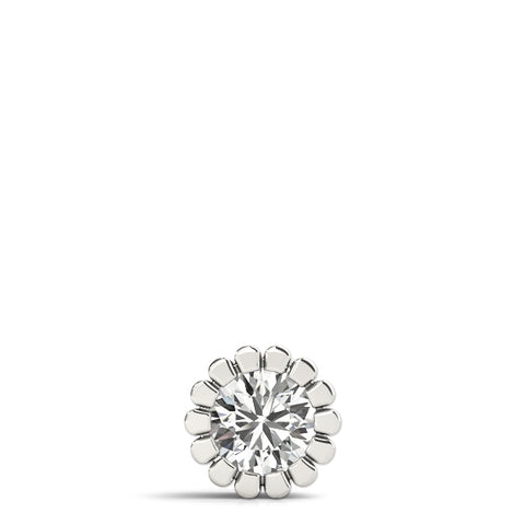 White gold Round Diamond Flower Prong Pendant
