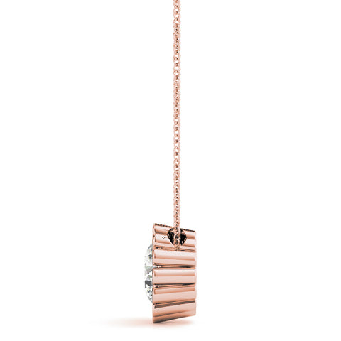 Rose gold Round Diamond Flower Prong Pendant