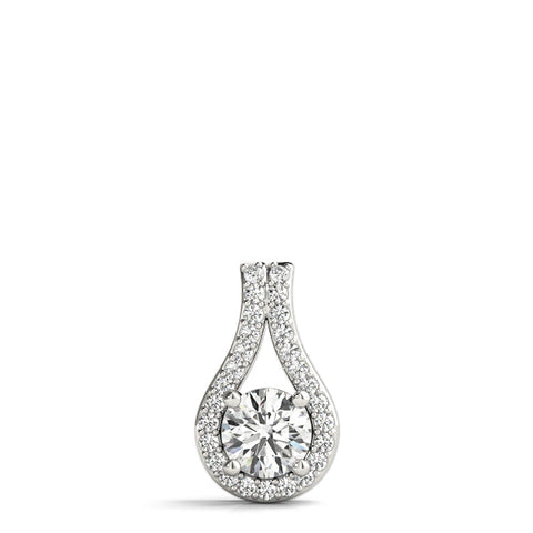 White gold Round Halo Prong-Set Pendant