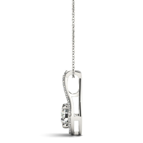 White gold Round Halo Prong-Set Pendant