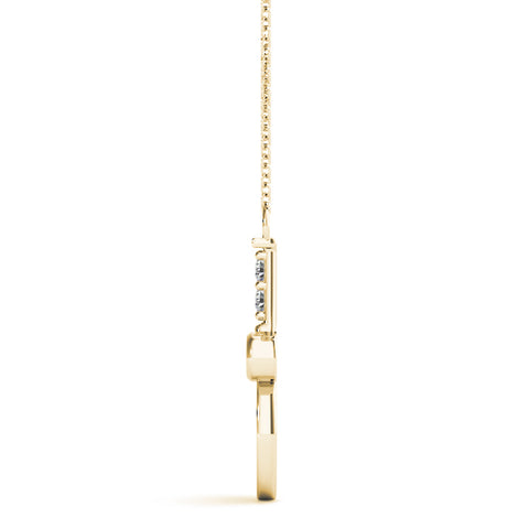 Yellow gold Round Diamond Tennis Racket Pendant with Pavé Setting