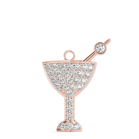 Rose gold Pavé Round Diamond Martini Glass Pendant with Bezel Prong Setting