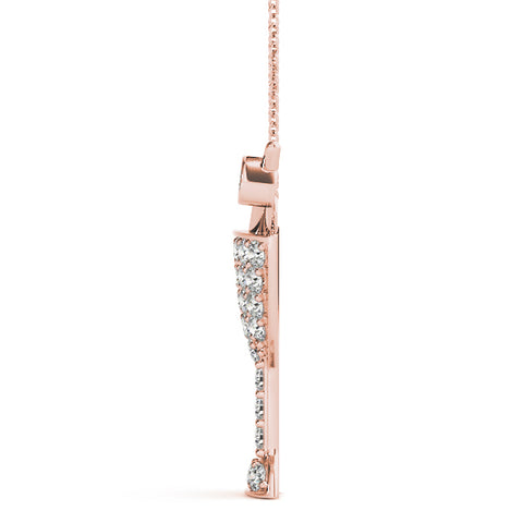 Rose gold Pavé Round Diamond Martini Glass Pendant with Bezel Prong Setting