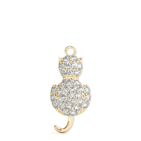 Yellow gold Pavé Round Prong Set Cat Pendant