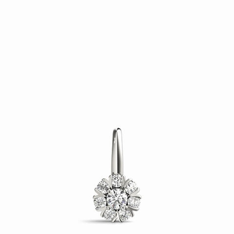 White gold Round Diamond Floral Cluster Pendant with Prong Setting