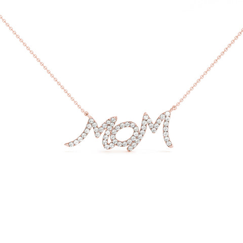 Rose gold Pavé Round Diamond Script Pendant with Prong Setting