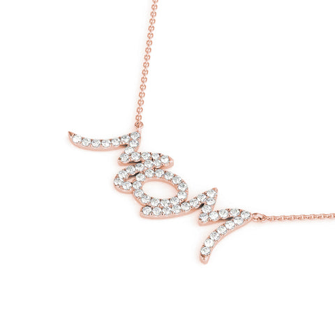 Rose gold Pavé Round Diamond Script Pendant with Prong Setting