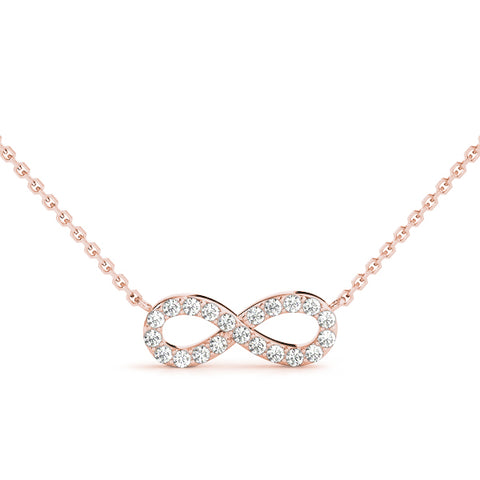 Rose gold Infinity Pendant with Round Diamond Pavé Setting