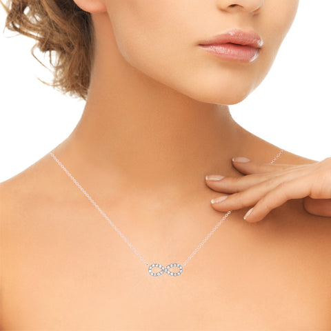 Rose gold Infinity Pendant with Round Diamond Pavé Setting