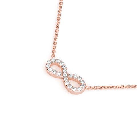 Rose gold Infinity Pendant with Round Diamond Pavé Setting