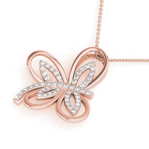 Rose gold Pavé Diamond Marquise Butterfly Pendant