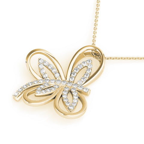 Yellow gold Pavé Diamond Marquise Butterfly Pendant