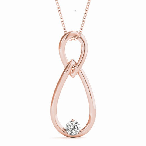 Rose gold Round Solitaire Bezel Infinity Pendant
