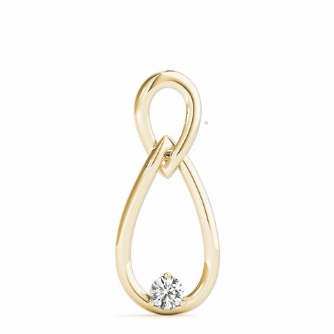 Yellow gold Infinity Teardrop Pendant with Round Diamond in Bezel Setting