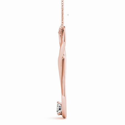 Rose gold Infinity Teardrop Pendant with Round Diamond in Bezel Setting