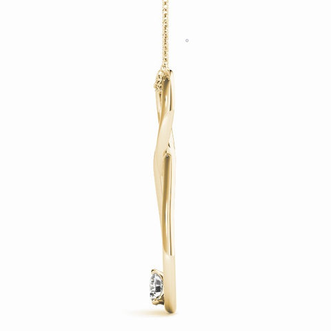 Yellow gold Infinity Teardrop Pendant with Round Diamond in Bezel Setting